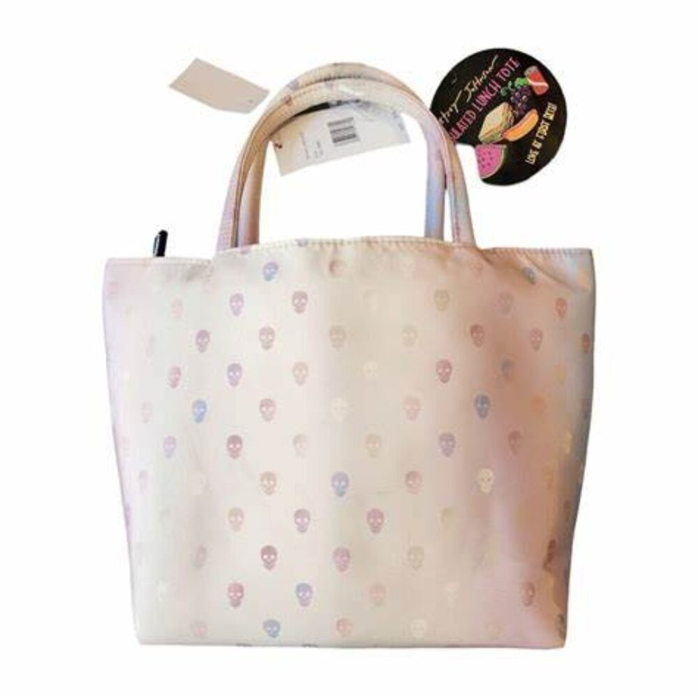 Betsey Johnson Skull Insulated Ombre Pink Lunch Tote Bag Halloween Gothic